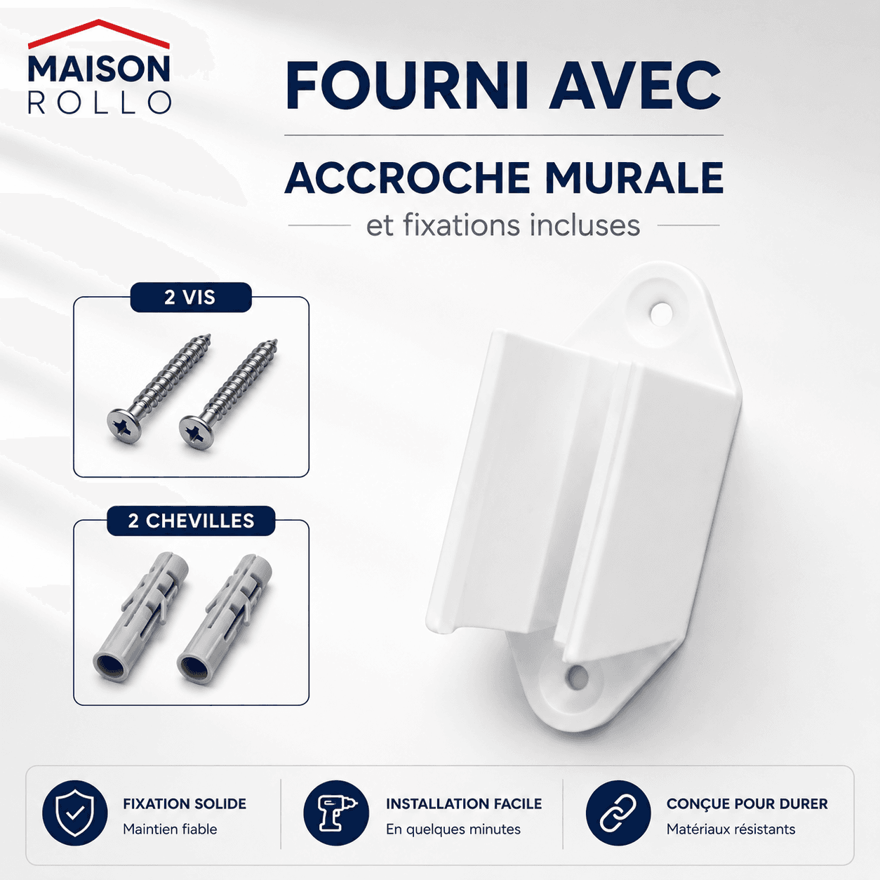 Kit complet Maison Rollo : manivelle, accroche murale, vis et chevilles
