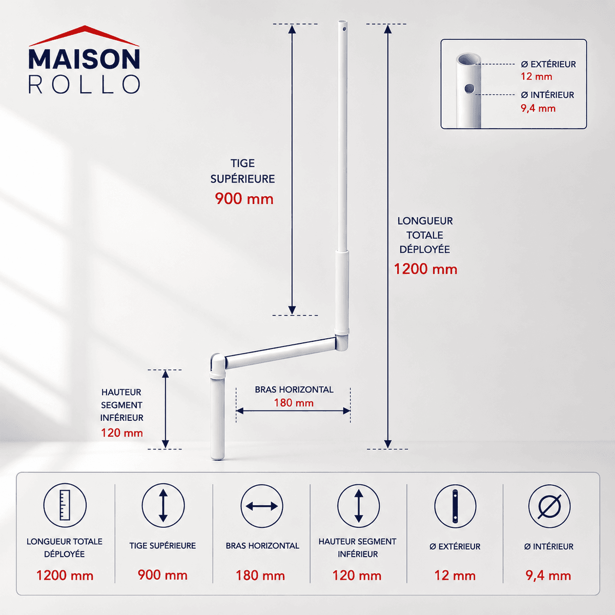 Manivelle Maison Rollo 120 cm — 1200 mm déployés
